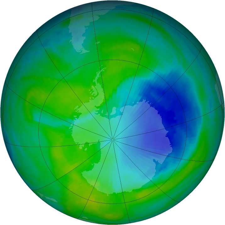 Antarctic ozone map for 10 December 1999